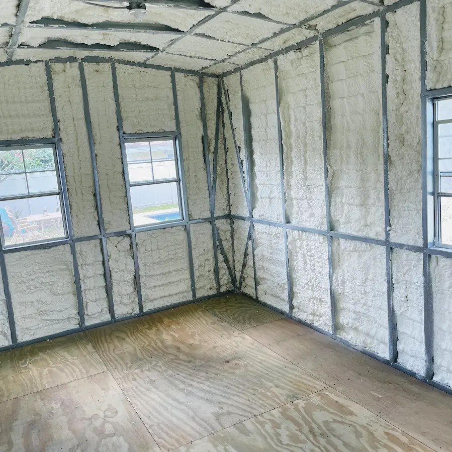 Closed-cell spray foam insulation applied to wall cavities in a residential project in Mankato